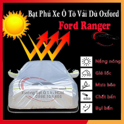 [FORD RANGER] Bạt Phủ Ô Tô Vải Dù Oxford, Tráng Nhôm Cao Cấp, Áo Trùm Bảo Vệ Xe FORD RANGER, Bạc Phủ Trùm Chống Nóng Chống Mưa, Chống Xước Xe, Bạt Của Xưởng Được May Theo Kích Cỡ Xe, Cam Kết Vừa Xe, Bền Và Đẹp Tới 2 Năm