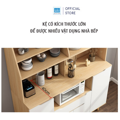 Tủ Gỗ Để Đồ Nhà Bếp Với Nhiều Ngăn Kệ Đa Năng, Hiện Đại Thương Hiệu SIB Decor KG23