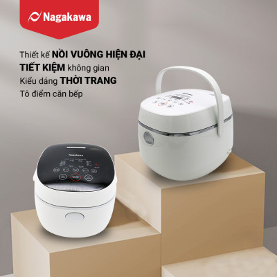Nồi Cơm Điện Tử Cảm Ứng Nagakawa NAG0136 - Giảm tinh bột - Lòng niêu chống dính - 11 chức năng (1.2L - 500W) - Hàng Chính Hãng