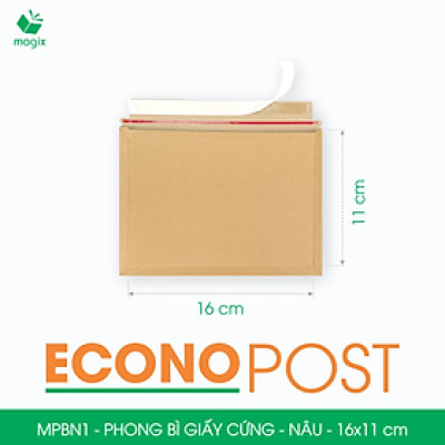 MPBN1 - 16x11 cm - Combo 20 phong bì giấy cứng đóng hàng màu nâu thay thế túi gói hàng