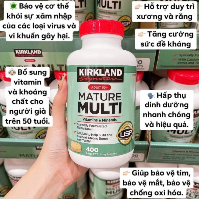 Vitamin tổng hợp cho người từ 50 tuổi Mature Multi Vitamins & Minerals Kirkland tăng sức đề kháng, hỗ trợ xương, răng và cơ bắp khỏe  - OZ Slim Store