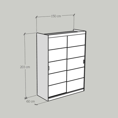 [Happy Home Furniture] RUNI, Tủ treo quần áo -  1m5 x 2m,  150cm x 60cm x 203cm ( DxRxC), TCL_004
