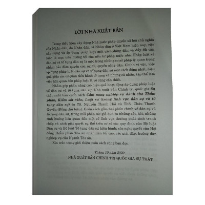 Sách - Cẩm Nang Nghiệp Vụ Dành Cho Thẩm Phán, Kiếm Sát Viên, Luật Sư - Trong Lĩnh Vực Dân Sự Và Tố Tụng Dân Sự - NXB Chính Trị Quốc Gia