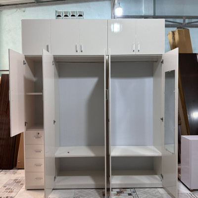 Tủ áo gia đình Tundo cỡ lớn giao lắp tận nhà ngang 2m x 2m4 màu trắng