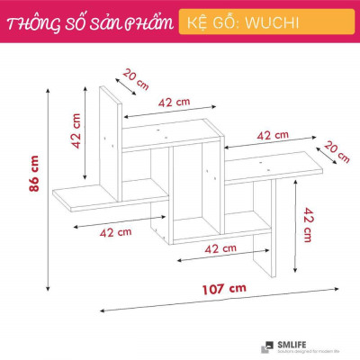 Kệ trang trí gỗ kiểu dáng nhỏ gọn SMLIFE Wuchi