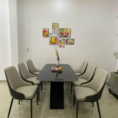 Bộ bàn ăn mặt đá 1m6 Tundo 6 ghế VF5 