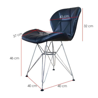 Ghế Radar Chân Thép Mạ Lưng Đen IBIE