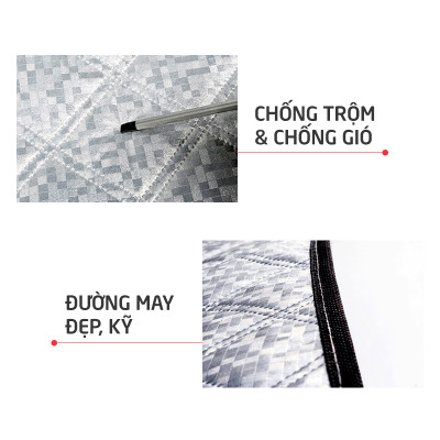Bạt Phủ Che Nắng Chống Nóng Kính Lái Ô Tô Xe Hơi 3 Lớp Tráng Bạc Cao Cấp