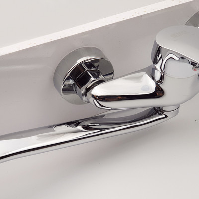 Vòi rửa chén nóng lạnh âm tường Đồng mạ Chrome Eurolife EL-T016AT (Trắng bạc)