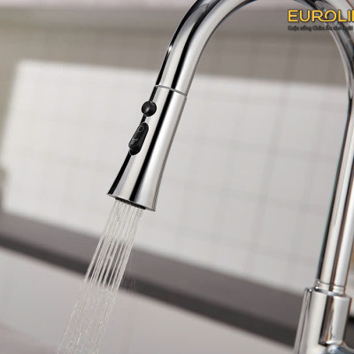 Vòi rửa chén nóng lạnh dây kéo, 4 chức năng sử dụng Eurolife EL-IK (3 màu)