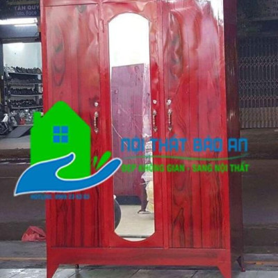 Tủ quần áo sắt 3 cửa ngang 1m2 cao 1m8 nhiều màu