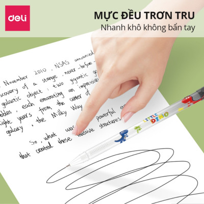 Bút gel học sinh Deli 0.5mm mực Xanh/Đen - Chất lượng mực an toàn trơn tru, thân bút trang bị đệm tay chống trượt - EG30