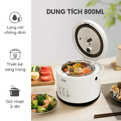 Nồi cơm điện tử mini Lebenlang LBL0582, 800ml, 300W, thiết kế hiện đại, bảo hành 2 năm - hàng chính hãng