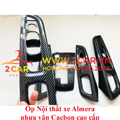 Ốp nội thất CARBON xe Nissan Almera 2021 2022 2023 Hàng nhựa ABS vân cacbon cao cấp