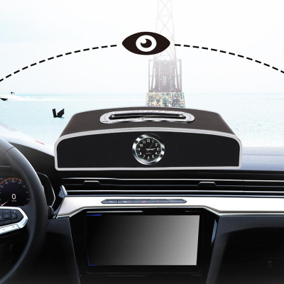 Hộp đựng khăn giấy kiêm bảng sdt và đồng hồ cao cấp đặt taplo ô tô, xe hơi TB-6137