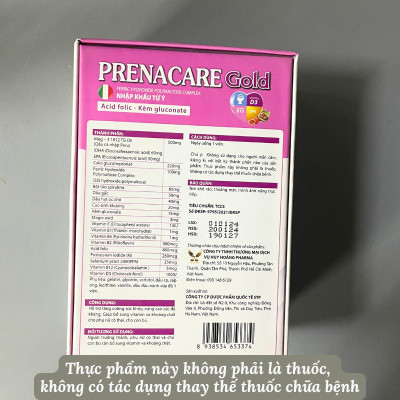 [TPBVSK] PRENACARE GOLD – Bổ Sung Vitamin Và Khoáng Chất Cho PNCT&CCB (Lọ 30 viên nang mềm) - hộp hồng