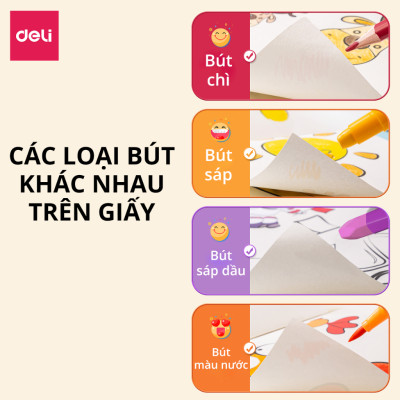 Vở Vẽ Học Sinh Tập Tô Màu Cho Bé A4 Deli - Sổ Tô Màu 60/100 Trang Sổ Vẽ Học Sinh Giấy Dày Mịn Chất Liệu An Toàn