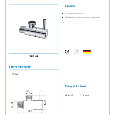 Van Xả  ATMOR AE020 (HÀNG CHÍNH HÃNG)