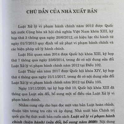 Luật Xử Lý Vi Phạm Hành Chính ( hiện hành )( Sửa đổi, bổ sung năm 2020 )