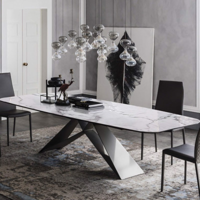 Bàn ăn cao cấp Juno Sofa mặt đá chân sắt M hiện đại