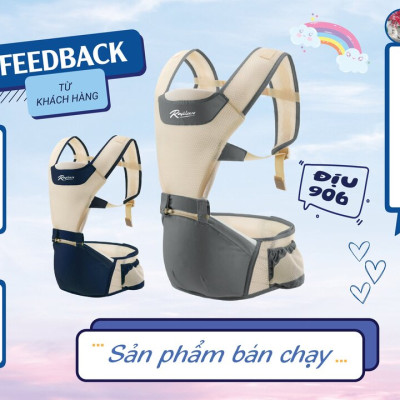 Địu ngồi trẻ em 4 tư thế lưới siêu thoáng Air mesh siêu thoáng Royalcare - 906 - cho bé 3 tháng tới 36 tháng - tặng khăn yếm cho bé