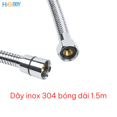 Vòi xịt rửa vệ sinh inox 304 bóng dây cấp 1.5m Hobby home decor VSR10