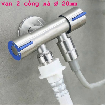 Van nước KG45 2cổng xả có khóa riêng biệt dạng vòi chia nước, đường kính van 20mm, chất liệu inox304 - Hàng chính hãng
