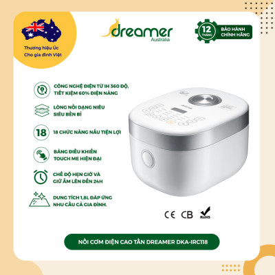 Nồi cơm điện cao tần giảm đường DREAMER DKA-IRC118, 1.8 lít, lòng nồi hợp kim gang, 18 chức năng, hàng chính hãng