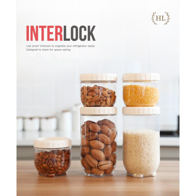 BỘ 5 HŨ THỦY TINH NẮP NHỰA INTERLOCK KHÁNG KHUẨN | HŨ THỦY TINH 5 CHI TIẾT THÔNG MINH