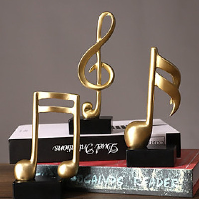 Mô hình 3 nốt nhạc, khoá sol mạ đồng trang trí đàn Piano, đồ decor trang trí nội thất tủ kệ , bàn làm việc - Hàng chính hãng