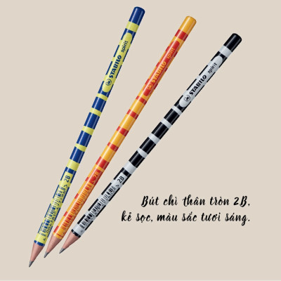 Bút chì gỗ STABILO spirit 419 2B - vàng sọc đỏ