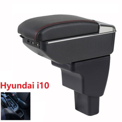 Hộp tì tay dành cho Hyundai Grand i10 nhựa bọc da cắm cốc 7 cổng usb