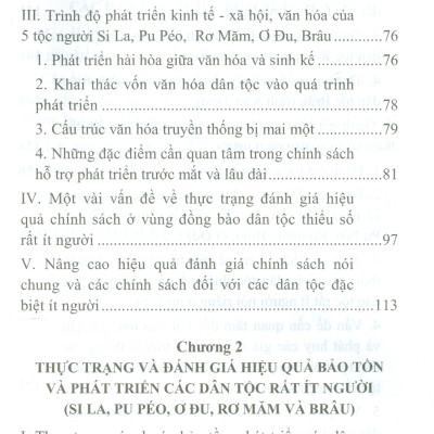Bảo Tồn Và Phát Triển Một Số Dân Tộc Rất Ít Người Ở Việt Nam (Si La, Pu Péo, Rơ Măm, Brâu Và Ơ Đu)