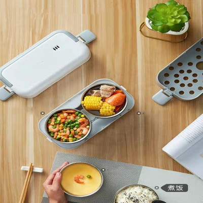 Hộp cơm cắm điện hai tầng,  hộp cơm hâm nóng 2 BÁT INOX,  giữ nhiệt thích hợp cho dân văn phòng KitAcoom, hàng nhập khẩu chính hãng cao cấp 