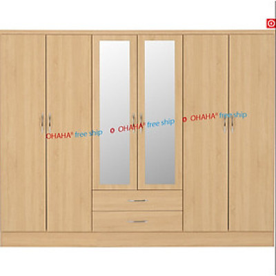 TỦ QUẦN ÁO GỖ CÔNG NGHIỆP CAO CẤP 6 CÁNH OHAHA - TACC008