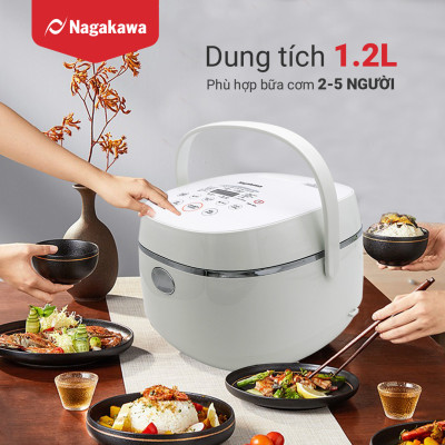 Nồi Cơm Điện Tử Cảm Ứng Nagakawa NAG0136 - Giảm tinh bột - Lòng niêu chống dính - 11 chức năng (1.2L - 500W) - Hàng Chính Hãng