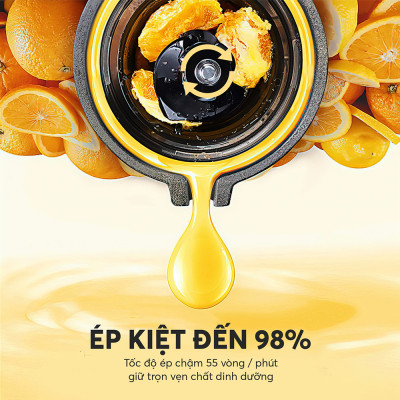 Máy ép chậm Elmich JEE-8723, công suất 250W, hạn chế tách nước, giữ trọn dưỡng chất, gọn nhẹ, tháo lắp dễ dàng, kết hợp với lưới lọc lắp ráp liền với trục vít, dễ dàng vệ sinh - Hàng chính hãng