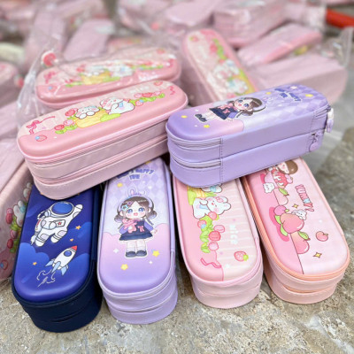 Hộp Bút Hai Ngăn Mặt Cứng In Nổi 3D Hình Hoạt Hình Dễ Thương Cho Bé Trai Bé Gái – Hộp Bút Học Sinh Tiểu Học - HÀNG CHÍNH HÃNG MINIIN