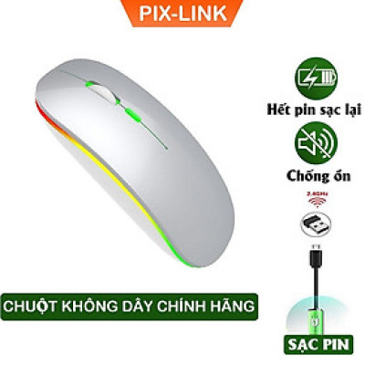 Chuột Không Dây PIX-LINK P402 Sạc Pin, Không Tiếng Click, Led Đổi Màu, DPI1600 - Hàng Chính Hãng