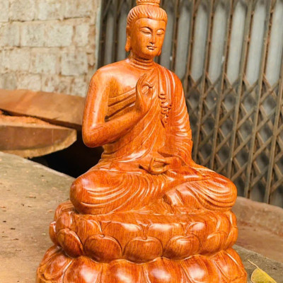 Tượng phật thích ca bằng gỗ hương đá kt 30×21×17cm 