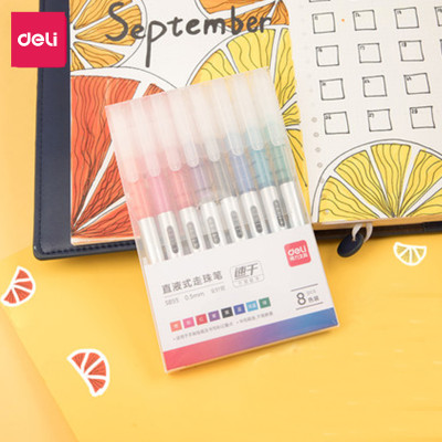  Bút gel nhiều màu Deli - 0.5mm - Mực trơn đều - 8 màu 8 chiếc/Hộp - 1 hộp - S855