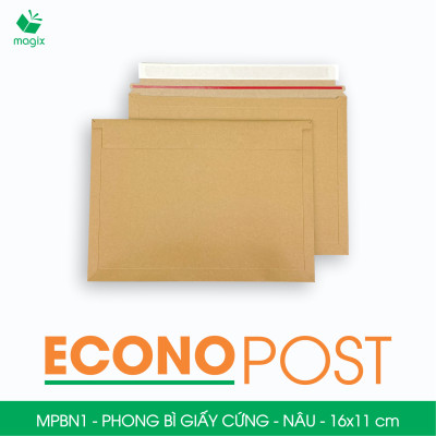 MPBN1 - 16x11 cm - Combo 20 phong bì giấy cứng đóng hàng màu nâu thay thế túi gói hàng