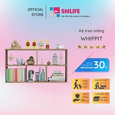 Giá sách treo tường bằng gỗ hiện đại SMLIFE Whippit
