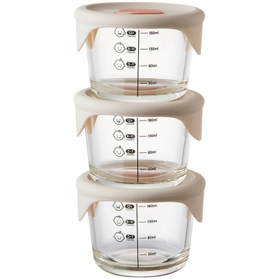 Bộ 3 hộp thủy tinh đựng thức ăn dặm cho bé Lock&Lock 230ml x 3 hộp LLG508S3 - Hàng chính hãng, có vạch chia - Hapos