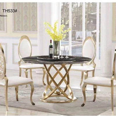 Bàn Ăn Inox Mặt Đá Tròn Nhập Khẩu Tundo HHP-BA533-13 Cao Cấp