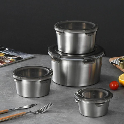 Hộp Đựng Thực Phẩm Inox 304 Hộp Đựng Cơm Trưa Thố Lạnh Có Lắp Nhựa 4 Dung Tích 350ml/600ml/1000ml/2000ml