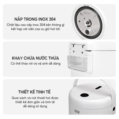 Nồi cơm điện tử mini Lebenlang LBL0582, 800ml, 300W, thiết kế hiện đại, bảo hành 2 năm - hàng chính hãng