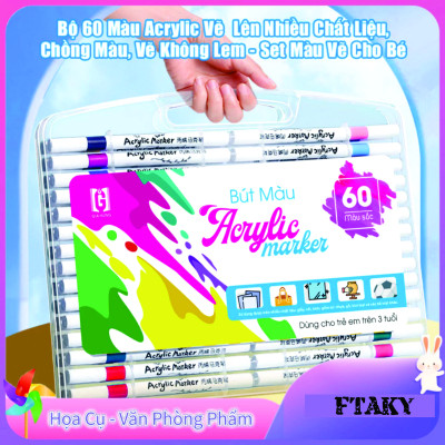 Bộ 60 Bút Màu Acrylic Vẽ Lên Nhiều Chất Liệu Chồng Màu Vẽ Không Lem - Set Bút Màu Vẽ Cho Bé