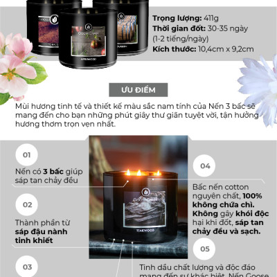 Nến ly 3 bấc sáp đậu nành For Men Goose Creek (411g) - Bourbon