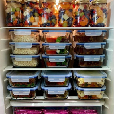 Bộ 5 hộp thủy tinh hộp đựng cơm trữ thức ăn thực phẩm trong tủ lạnh chịu nhiệt COBA